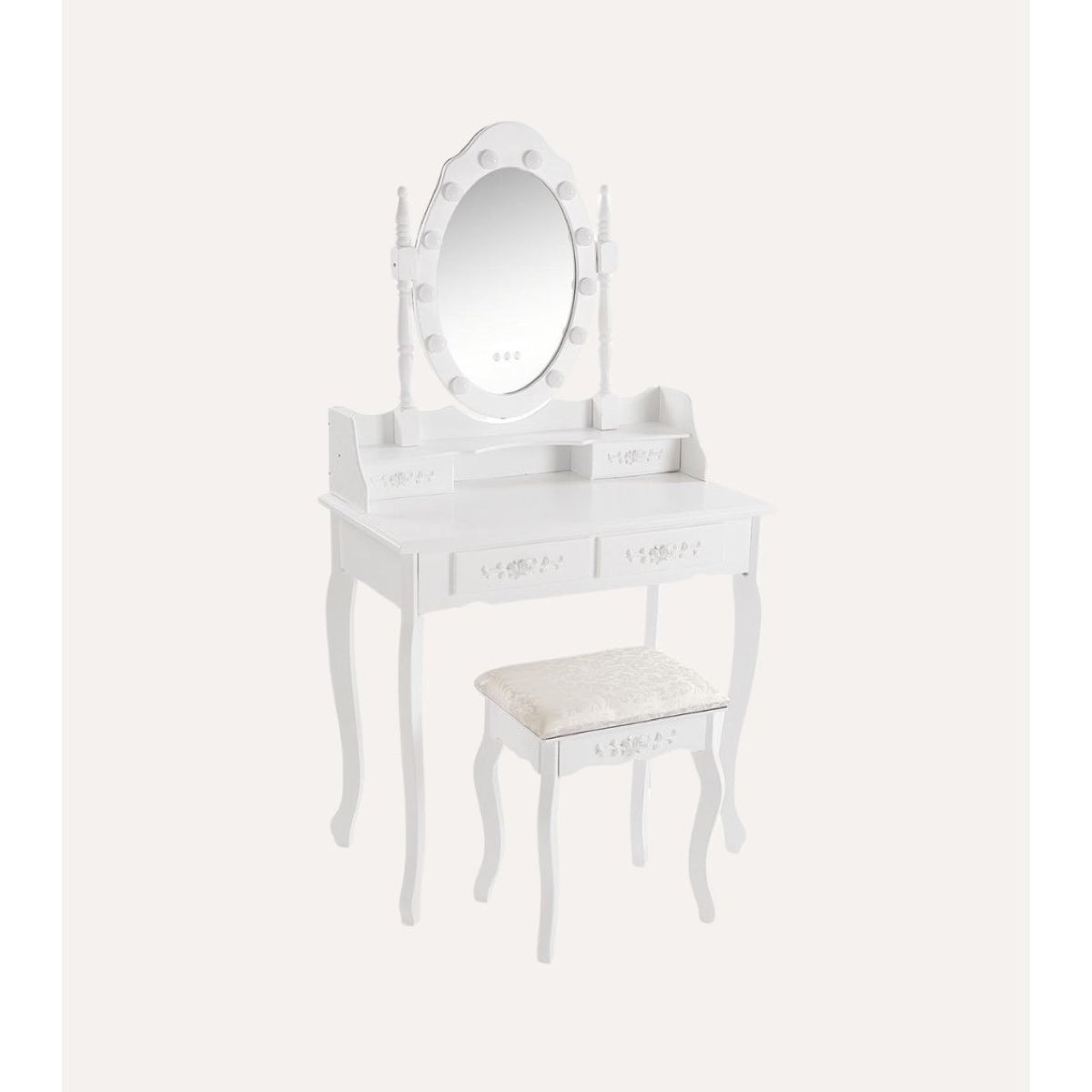 Toeletta Beauty con sgabello e luci LED