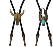 Set di Stropdas a Bolo con Scheda in Cervo/ Aquila - Manufatto a mano - Inciso in Turquoise - Tema Western Rodeo - Idoneo per Feste e Matrimoni - Bolo Tie