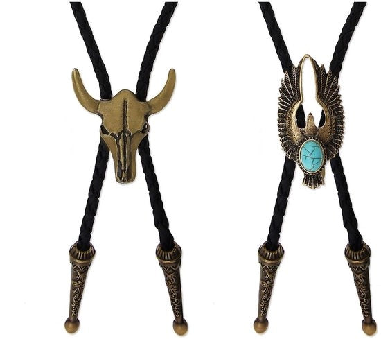 Set di Stropdas a Bolo con Scheda in Cervo/ Aquila - Manufatto a mano - Inciso in Turquoise - Tema Western Rodeo - Idoneo per Feste e Matrimoni - Bolo Tie
