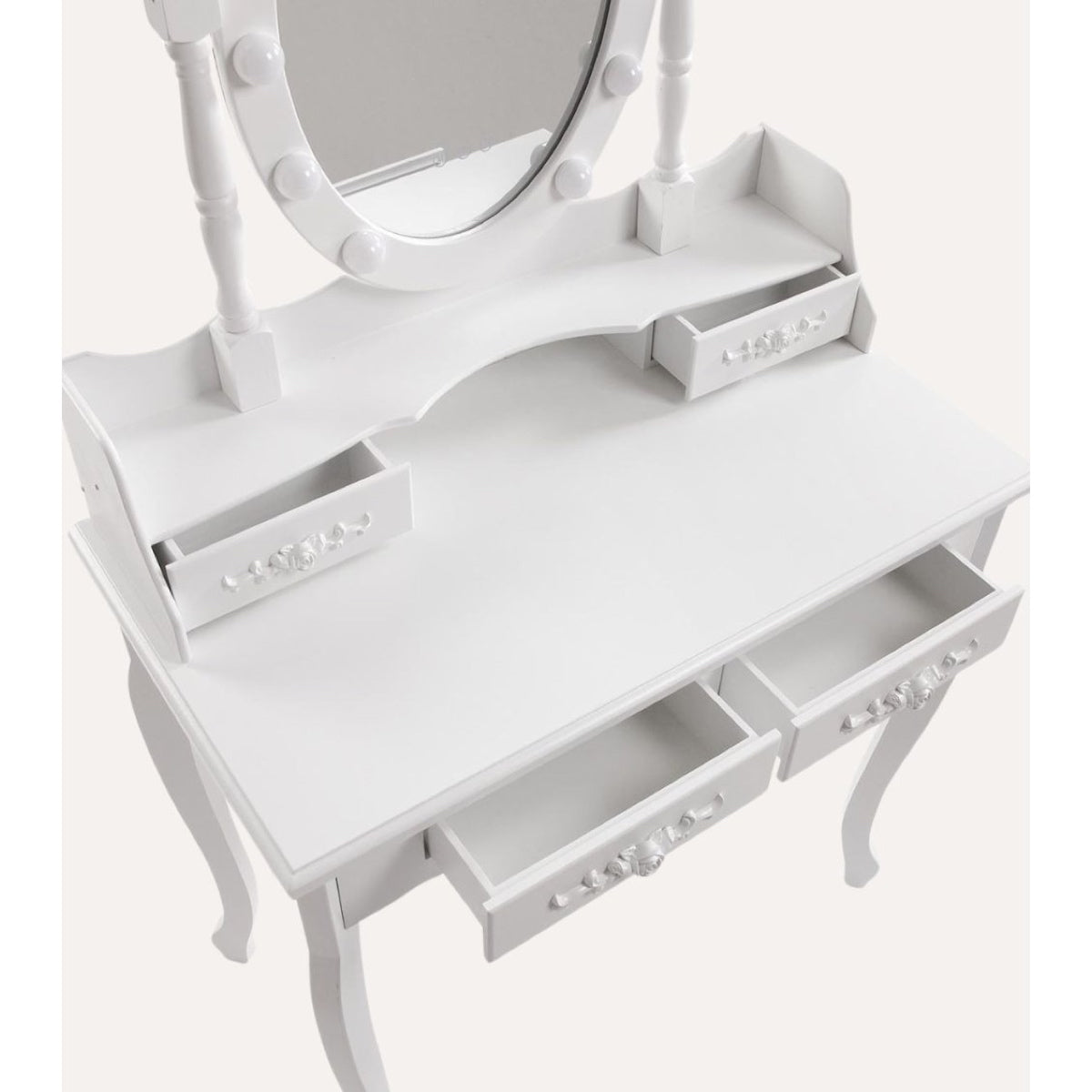 Toeletta Beauty con sgabello e luci LED