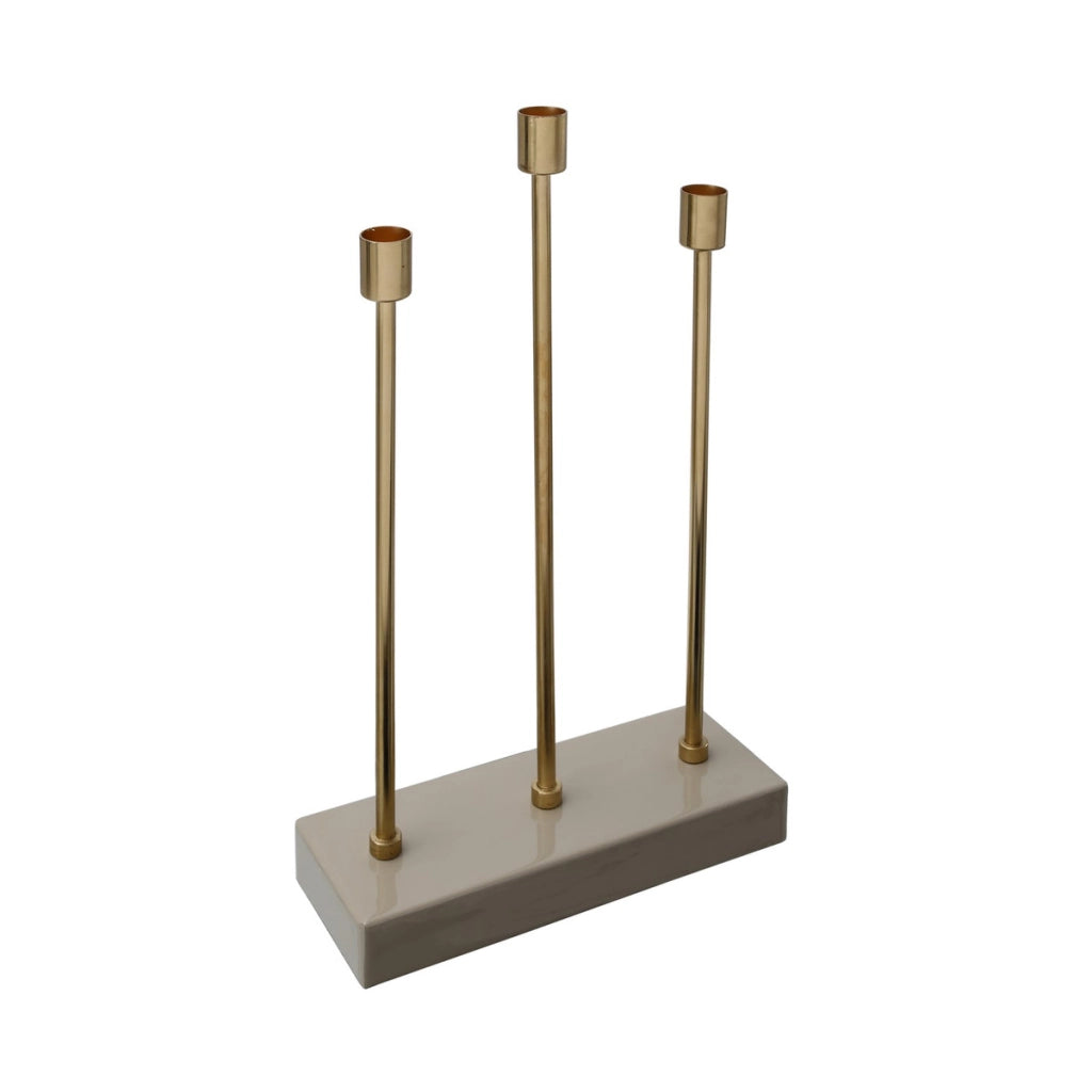 Candelabro Art Deco 325 in ferro taupe e oro