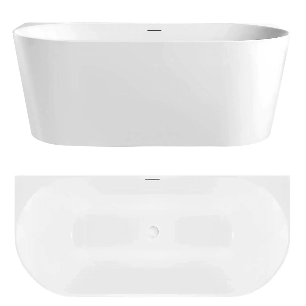 Vasca Bagno A Parete Capri Slim 150cm Copritappo nero