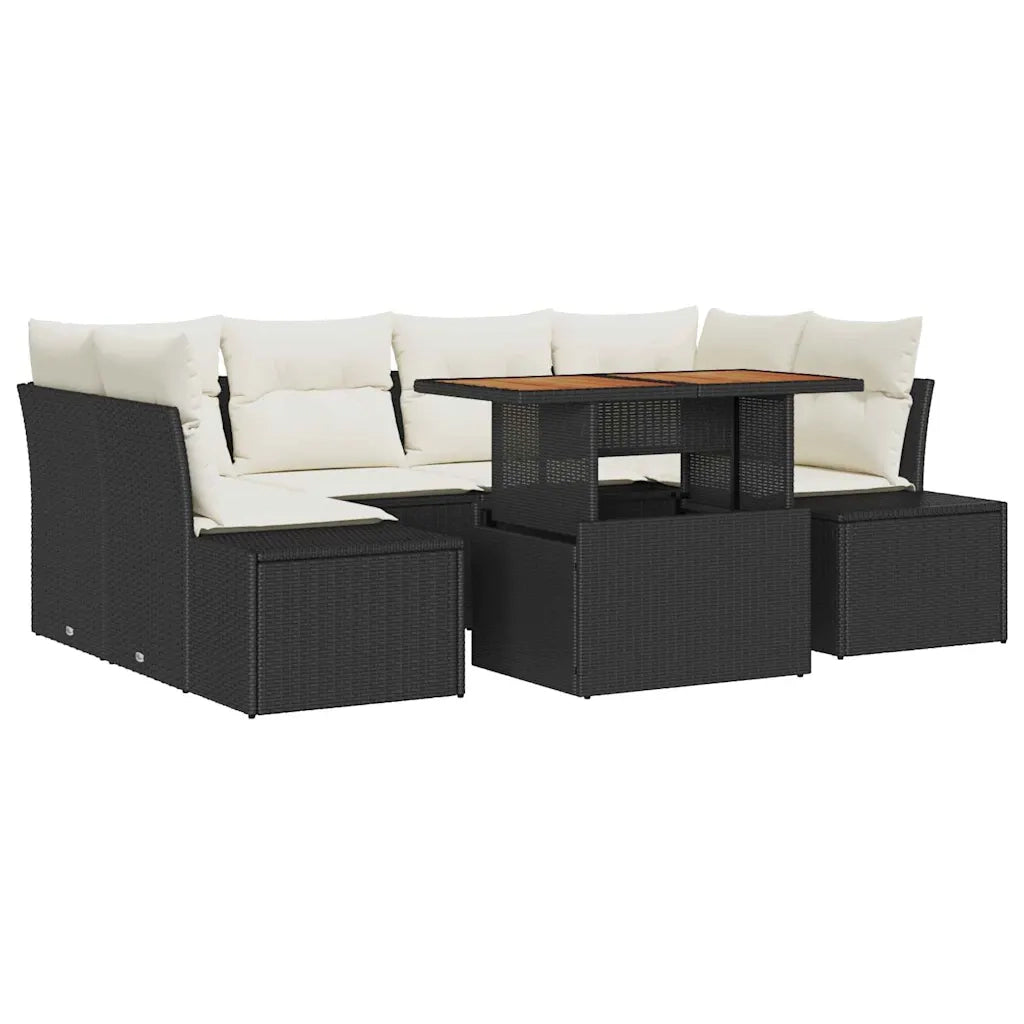 Set Divano da Giardino con archiviazione 7 pcs Nero Poly Rattan 3358651