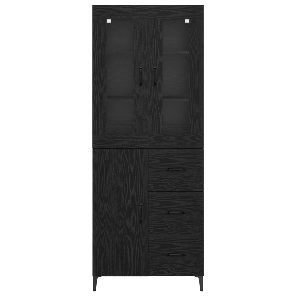 Credenza-Buffet-Armadio da cucina Rovere Nero 69,5 x 34 x 180 cm Legno multistrato 390828