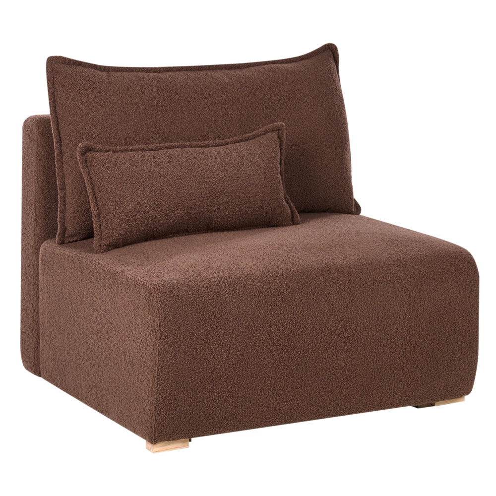 Divano componibile Marrone Boucle imbottito con funzione letto e contenitore Stile minimalista