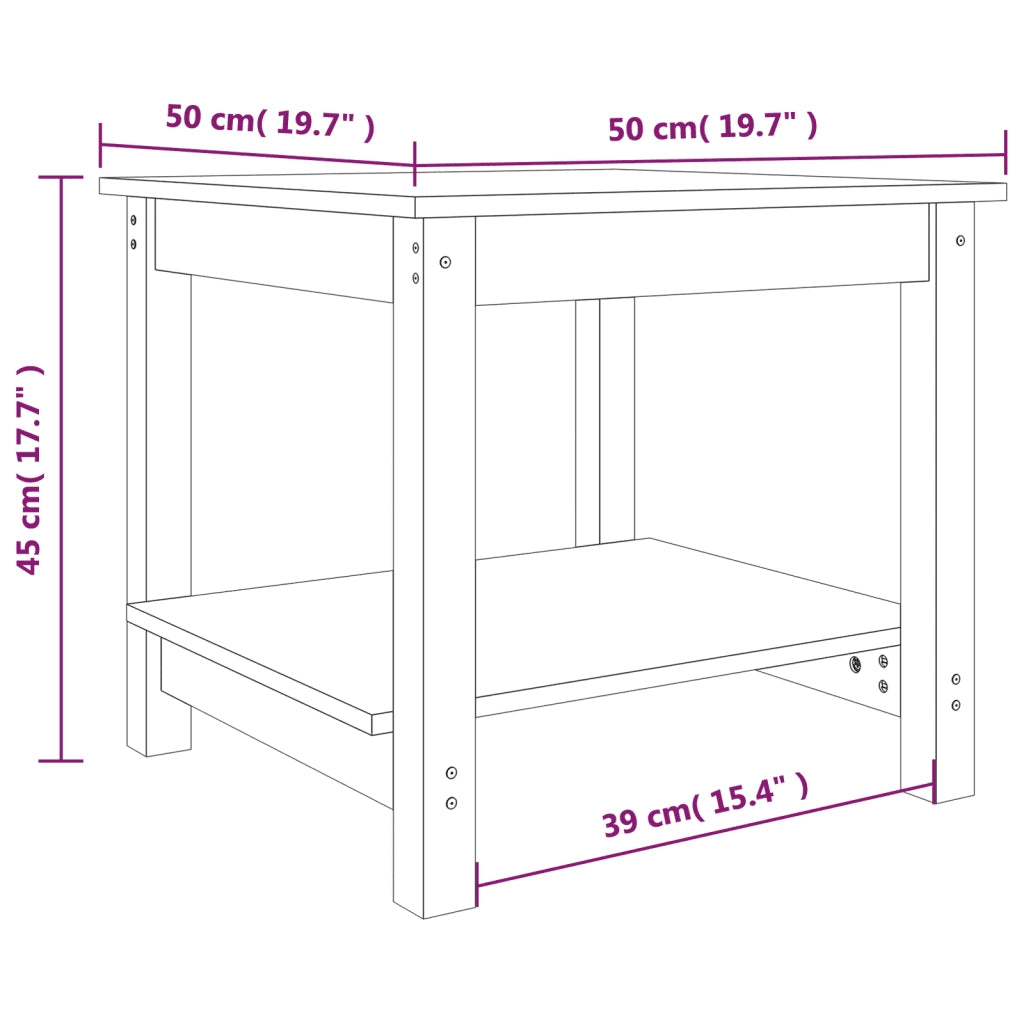 Tavolino da Salotto Nero 50x50x45 cm Legno Massello di Pino 822281