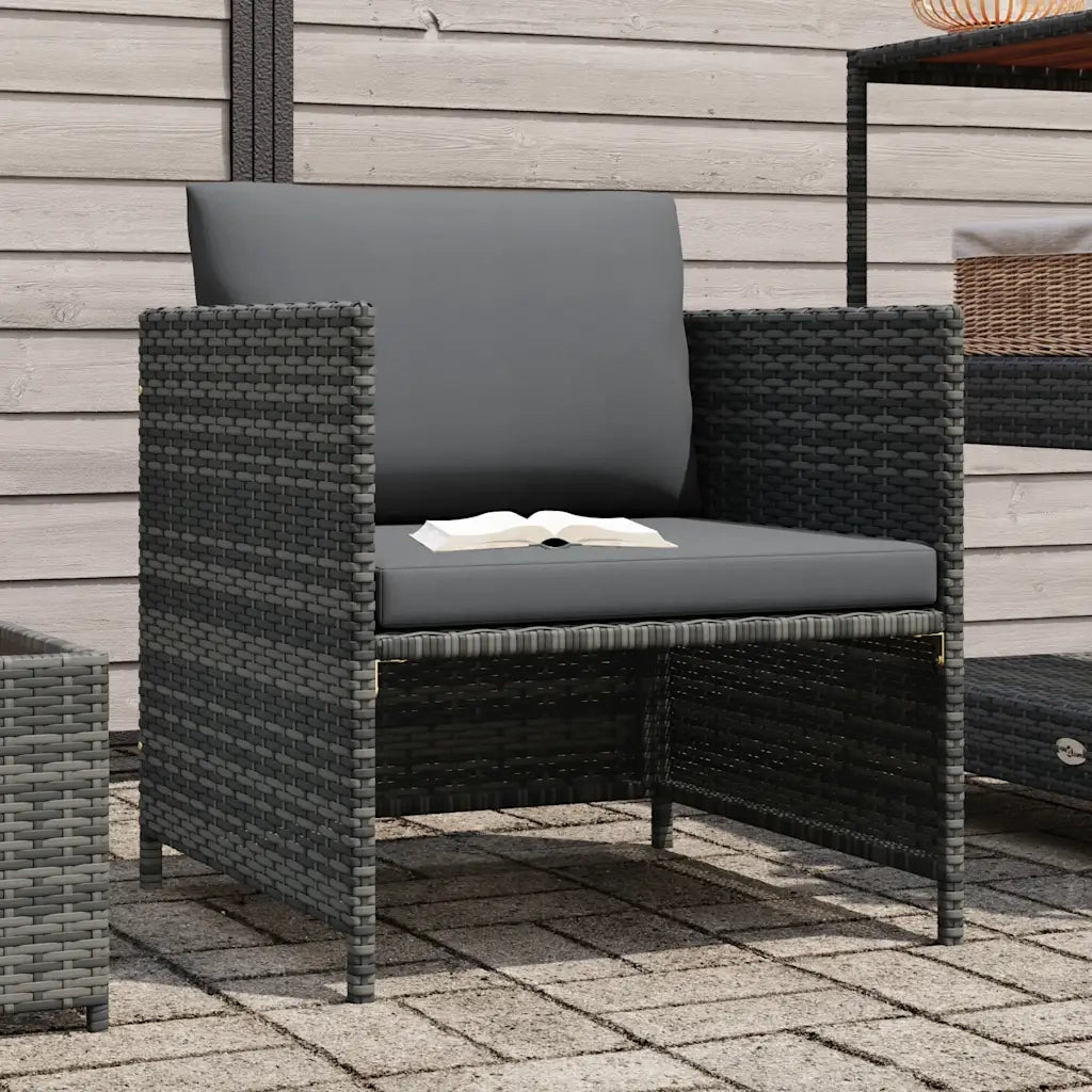 Divano da Giardino con Cuscini Grigio in Polyrattan cod mxl 70671