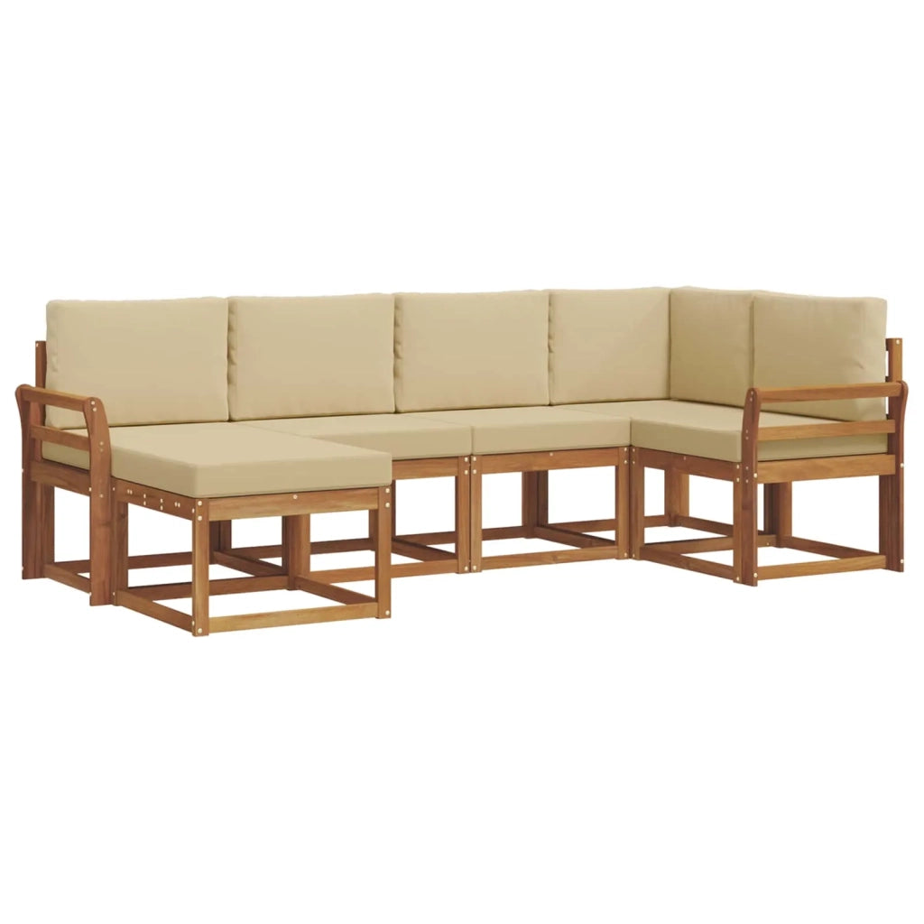 Set di divani da esterno con cuscino 6 pcs Naturale e Beige