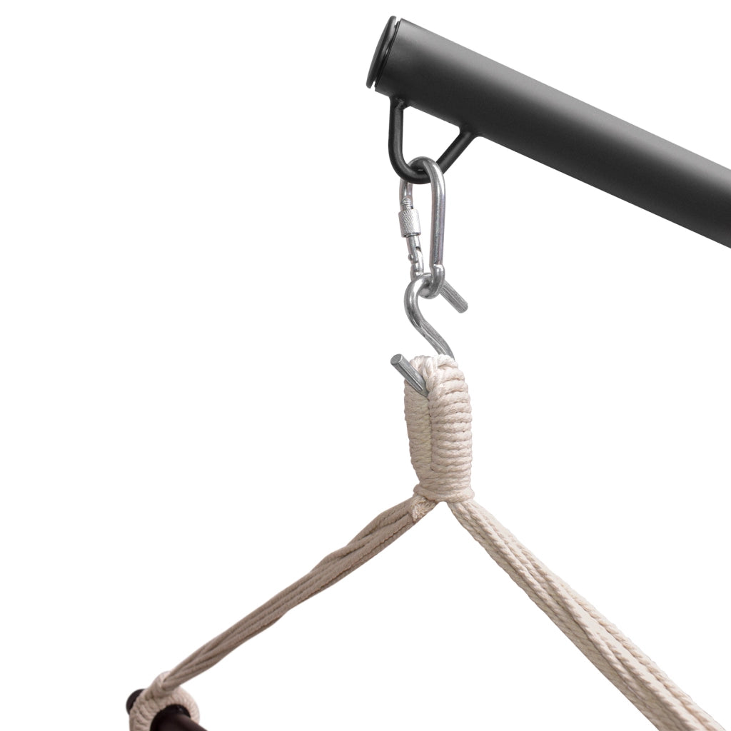 PIUMA - Sedia sospesa completa di stand in acciaio in ossidabile poltrona sospesa dondolo pensile amaca verticale completa di 2 cuscini - Portata max 120kg