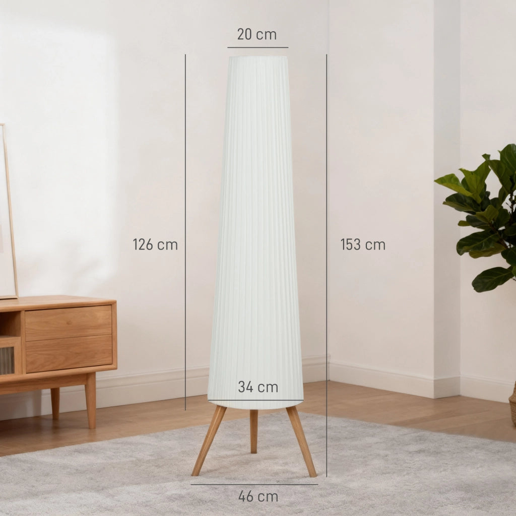 Lampada da Terra con Treppiede ¨C Zephmum ¨C Bianco Legno Tela
