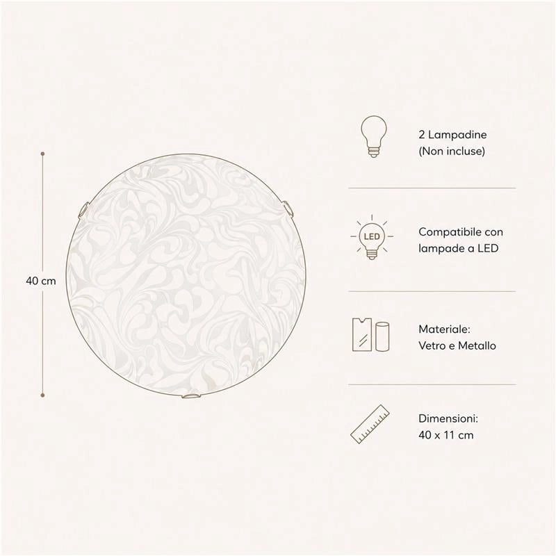 DANIEL LAMPADA PLAFONIERA 2 LAMPADINE E27 40 CM
