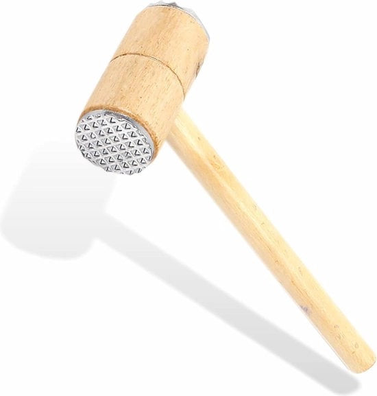 Ferramenta per Macellazione in Legno Doppia Faccia - Strumento per Poundere e Tenderizzare il Carne con Spine Metalliche Pacchetto da 1