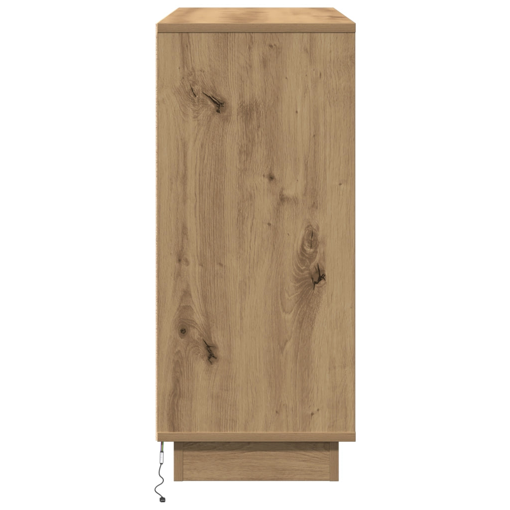Mobile con LED in Rovere Artigianale 90x32x75 cm in Legno Ingegnerizzato