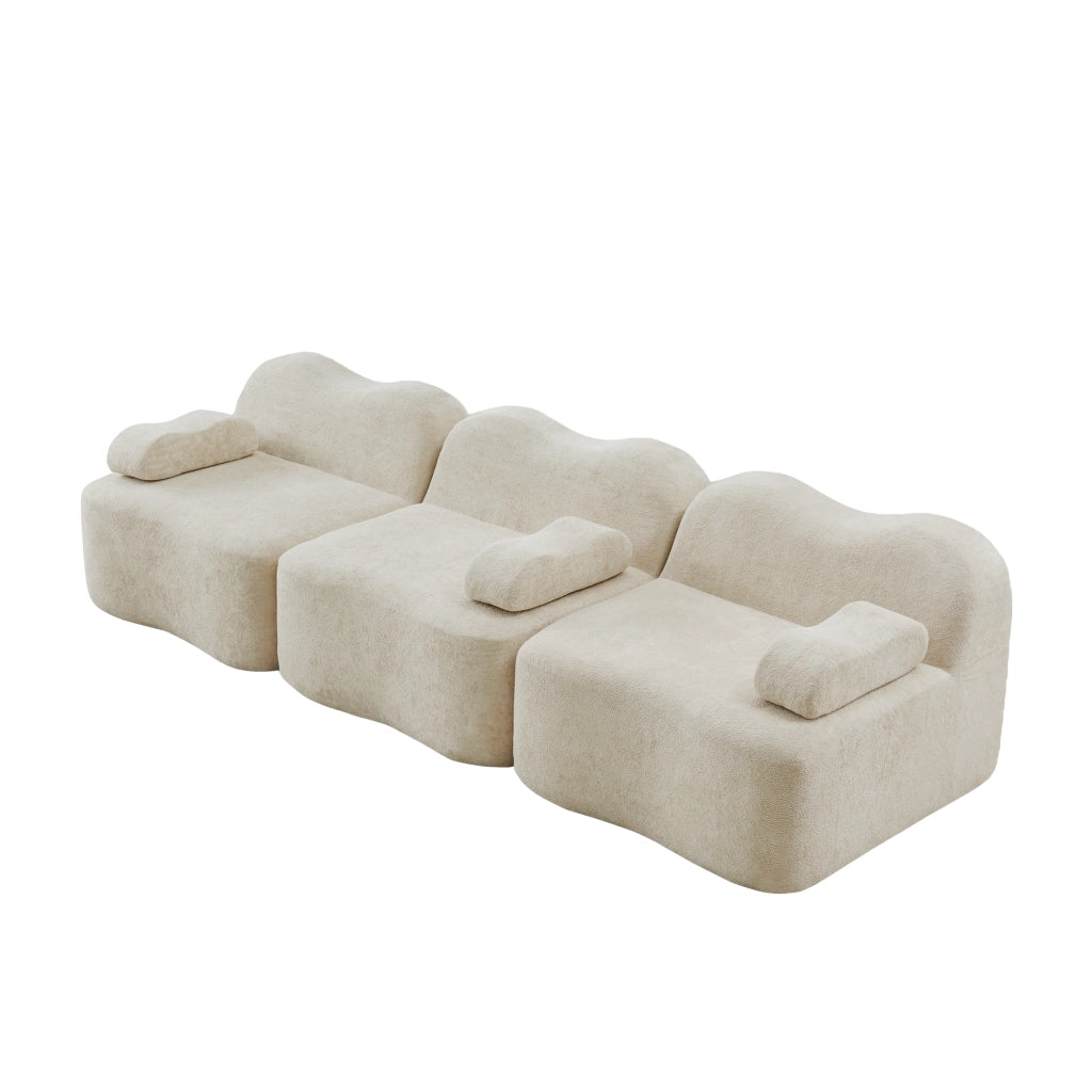 DIVANO modulare 3 posti in velluto beige