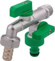 Pompa per giardino con iniettore 1/2" BSP e doppie uscite 3/4" BSP chiuse, congiunzioni tubi giardino - Inclusa congiunzione tubo 15mm, pompa per irrigazione