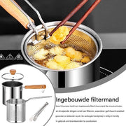 Pentola Frittoia – Pentola Frittoia in Acciaio Inossidabile con Strizzatore di Olio – Pentola Frittoia Duratura e Facile da Pulire Profonda Pentola Frittoia – Pentola Frittoia Compatta per Uso Domestico e Cottura di Piatti