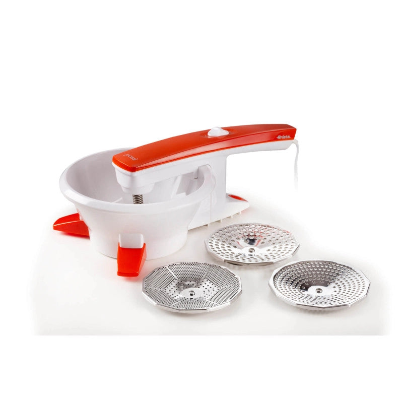 Passaverdure Elettrico - 3 Dischi Acciaio Inox - 25W - Bianco e Arancio