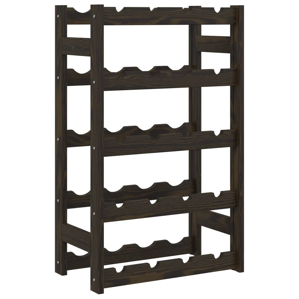 Portabottiglie per 20 Bottiglie Nero Legno Massello di Pinocod mxl 83904