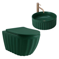Set: Wc Sospeso + Lavabo Da Appoggio Rea Duo Matcha Matt