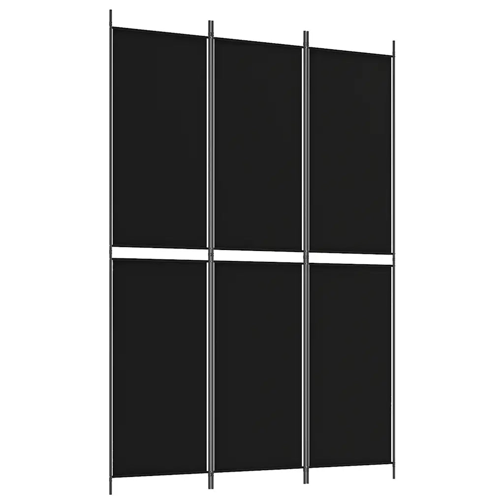 Divisorio Ambienti | Divider per stanze | Paravento a 3 Pannelli Nero 150x220 cm in Tessuto
