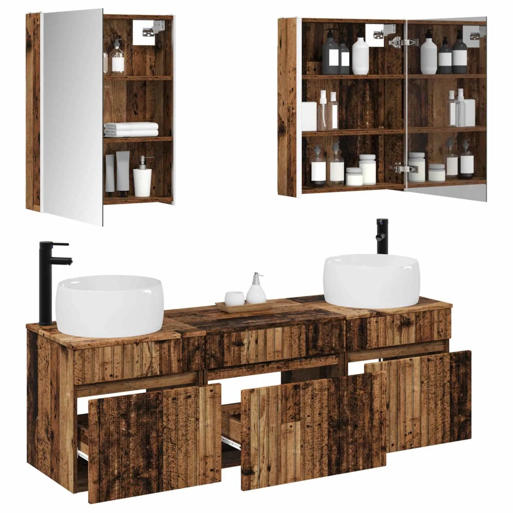 Set di Armadi da Bagno 5 pcs Legno antico 53 x 15,5 x 70 cm 3406653