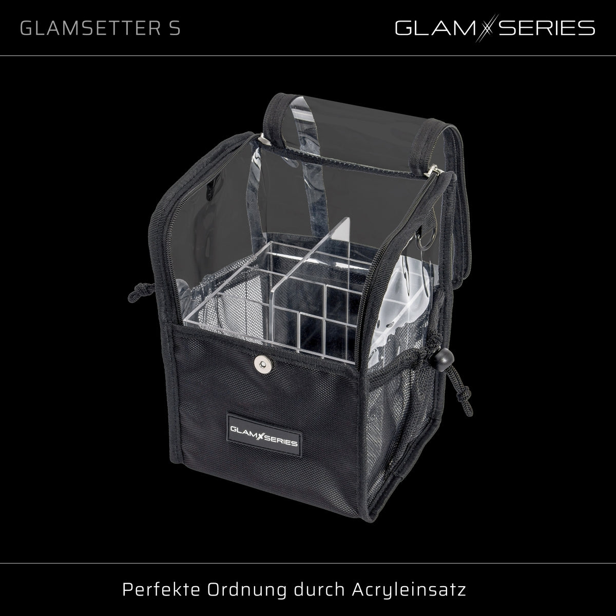 GlamSeries GlamSetter S Borsa per trucco 175 x 165 x 230 mm, beauty case trasparente con diverse opzioni di trasporto