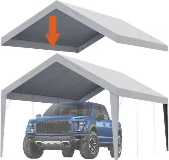 Tenda - Copertura per Carport di Ricambio - Tenda per Garage - Ombrello - Tela di Ricovero - Resistenze Elevate - 10x20m - Impermeabile e UV-protetta - Struttura Non Inclusa - Grigio