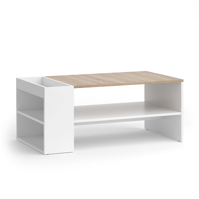 Vicco Tavolino da salotto Bianco/Sonoma 100 x 55 cm con ripiani