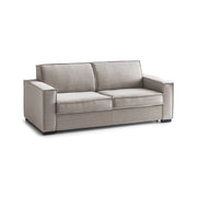 Divano Letto Amapola, Divano a 2 posti Large, Made in Italy, SofÒ  Soggiorno con apertura girevole, in tessuto imbottito, con Braccioli standard, cm 200x95h90, Tortora