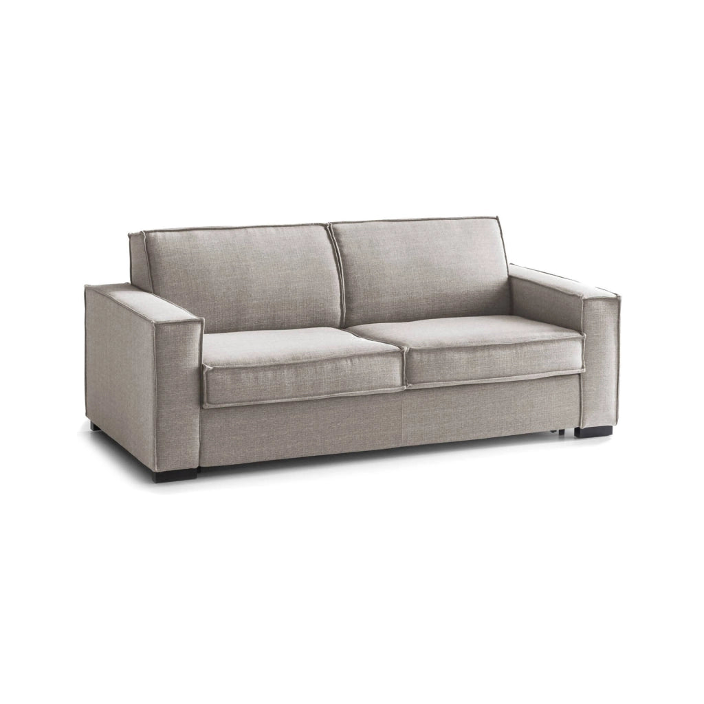 Divano Letto Amapola, Divano a 2 posti Large, Made in Italy, SofÒ  Soggiorno con apertura girevole, in tessuto imbottito, con Braccioli standard, cm 200x95h90, Tortora