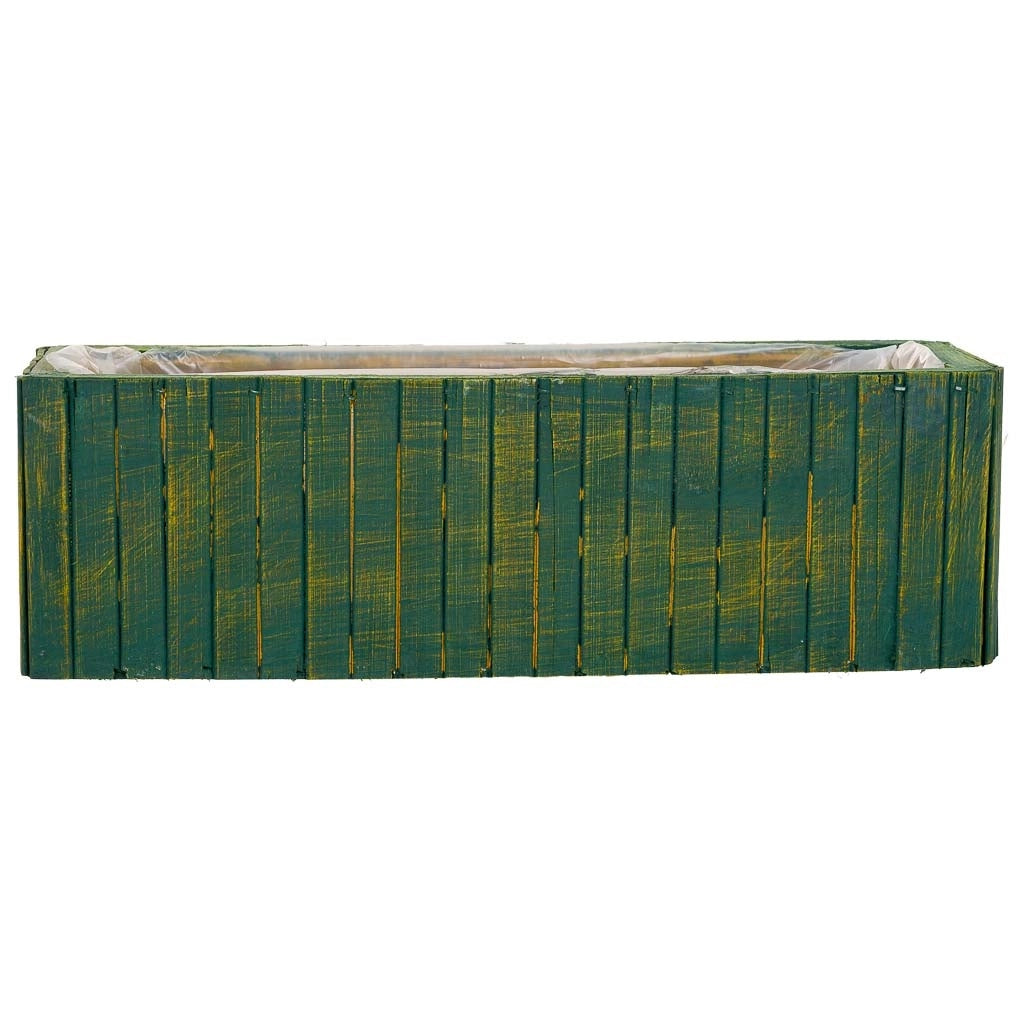 Cesto rettangolare in legno verde 35,5x14,5x11h