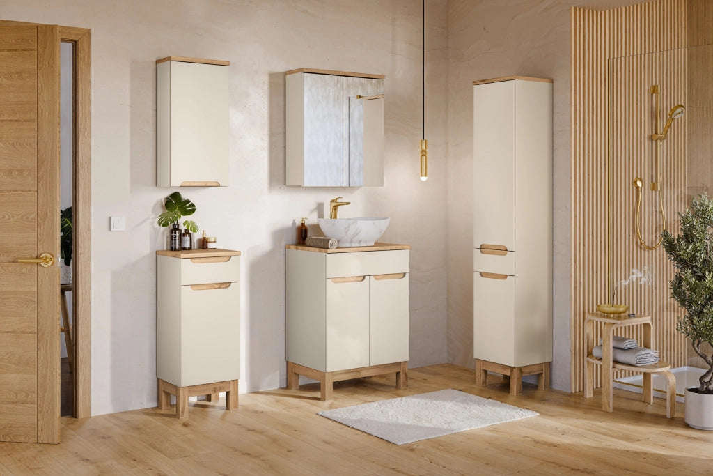 Set mobili bagno 60 cm con piano e lavabo da appoggio Pati Bali Cashmere 60 x 1401 x 46 cm