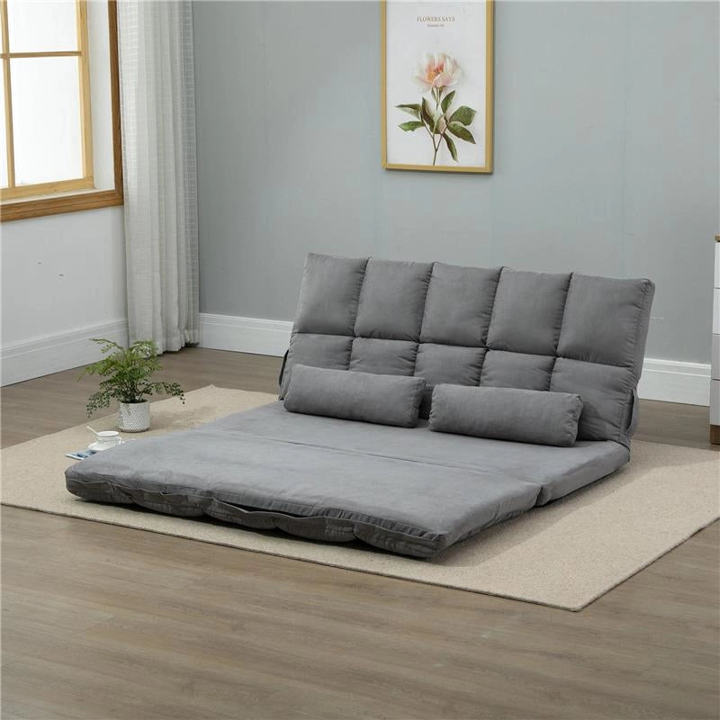 DIVANO PIEGHEVOLE CON SCHIENALE RECLINABILE A 7 LIVELLI 130X180XH120 CM GRIGIO