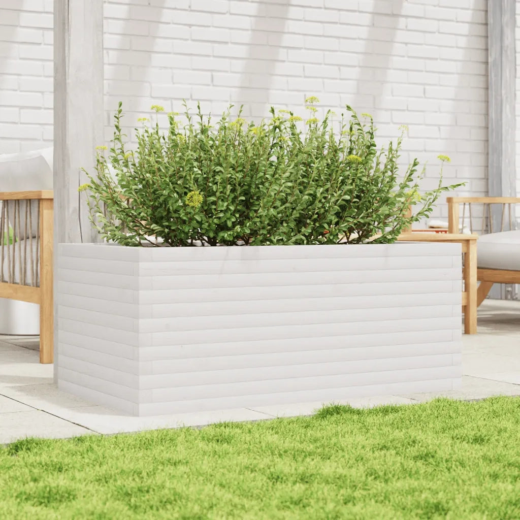 Fioriera | Cassetta per fiori | Vaso da Giardino Bianca 110x60x46 cm Legno Massello di Pino
