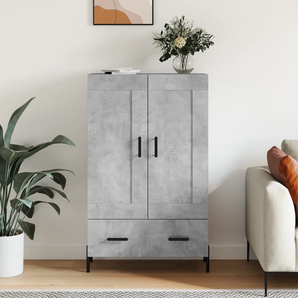 Credenza | Madia | Buffet da pranzo | Armadio da pranzo Grigio Cemento 69,5x31x115 cm in Legno Multistrato