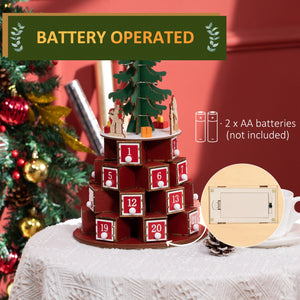 Calendario Avvento di Natale a Cono 22x22x35 cm Con 10 Luci a LED in Compensato