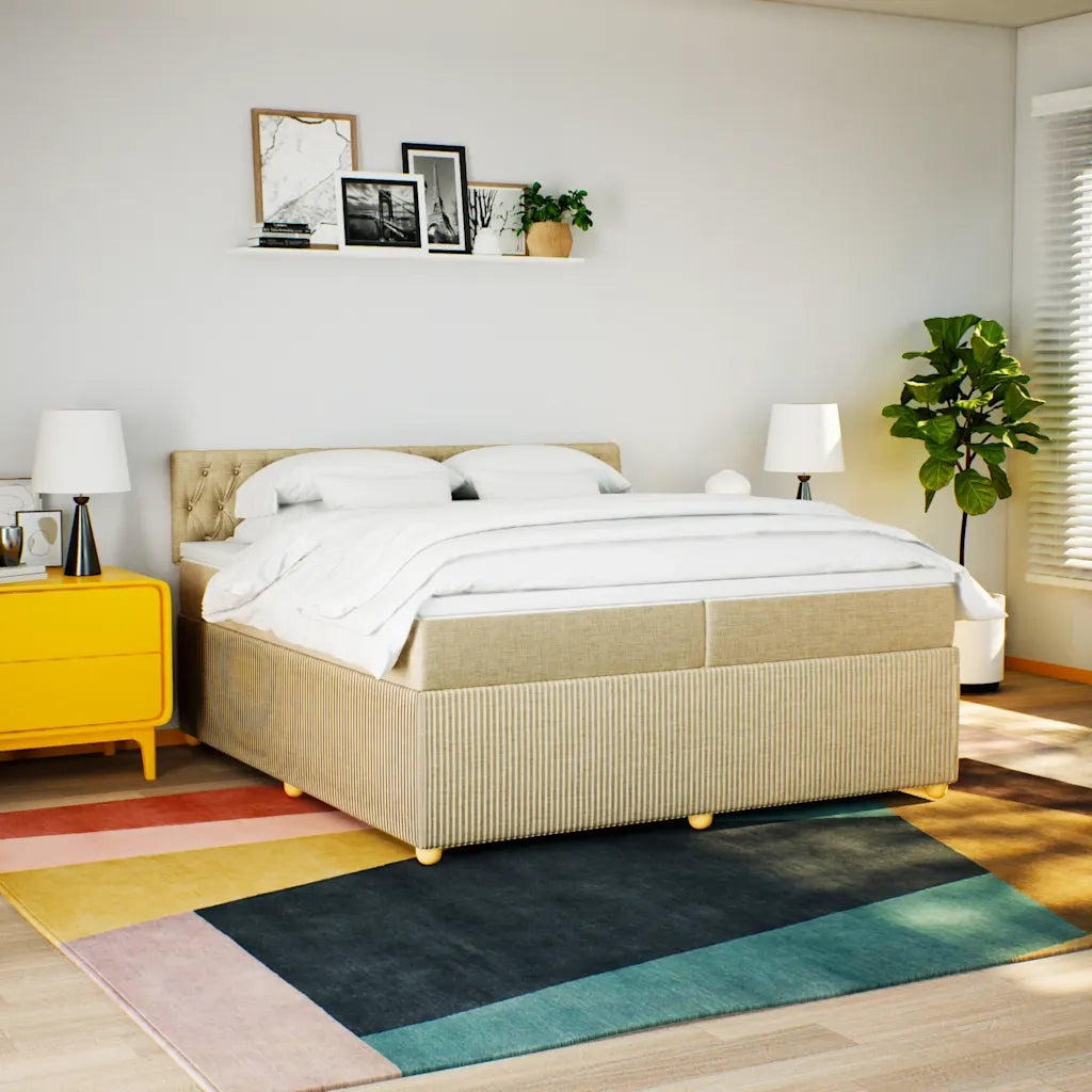 Giroletto a Molle con Materasso Crema 200x200 cm in Tessuto