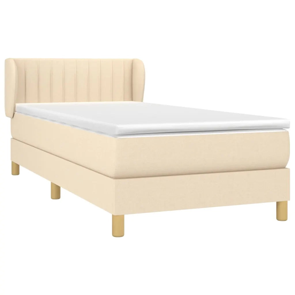 Giroletto a Molle con Materasso-Struttura Letto Crema 90x190 cm in Tessuto 985210