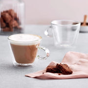 Set di Ciotole a Doppia Parete in Vetro con Maniglia da 2 - Chiusura a Vuoto a Veloce Raffreddamento - Resistente al Calore - Sicura al Lavarostoviglie - 250 ml Ciotola per Cappuccino