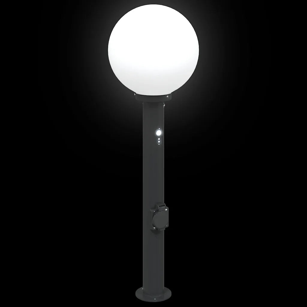 Lampioni a paletto con sensore e presa 3 pz 80 cm neri IP44 4006124