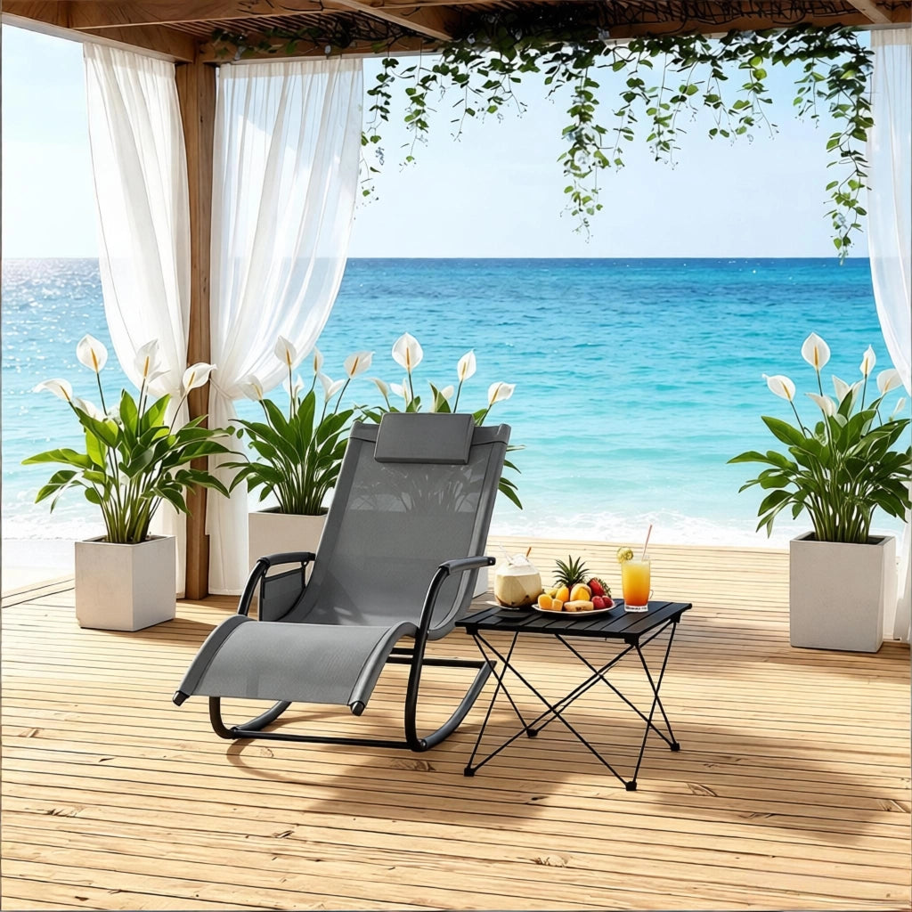 SEDIA A DONDOLO DA ESTERNO 152x83x62 cm METALLO E POLIESTERE GRIGIO