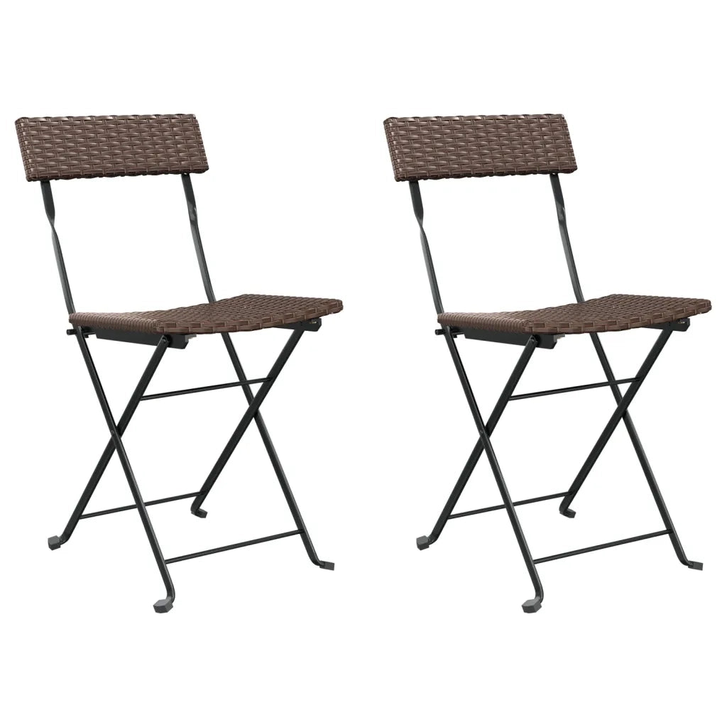 Sedie Pieghevoli da Bistrò 2 pz Marroni Polyrattan e Acciaio 319987
