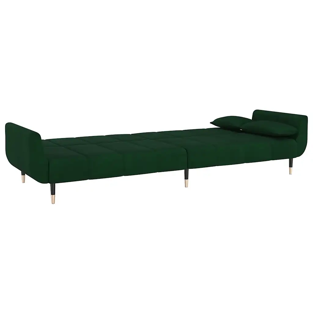 Divano Letto a 2 Posti con 2 Cuscini Verde Scuro in Velluto cod mxl 43299