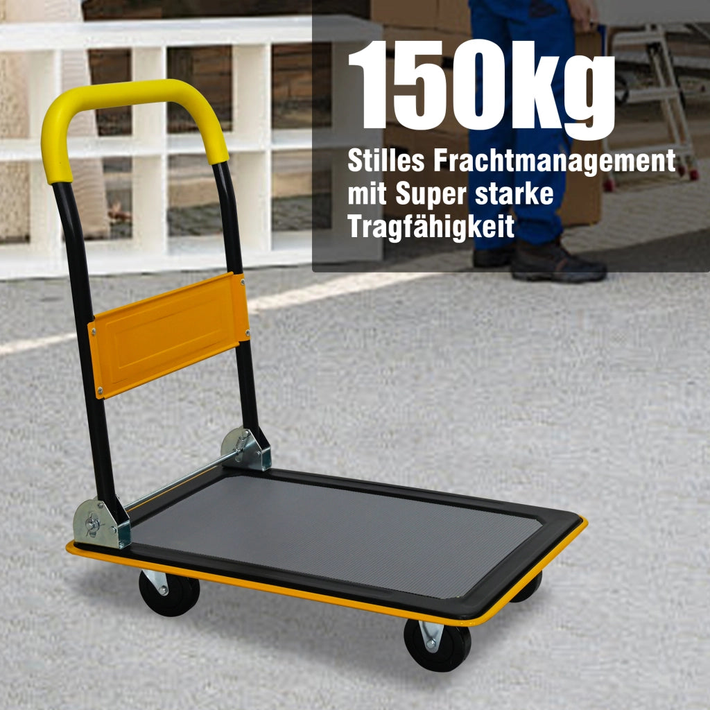 CARRELLO PIATTAFORMA PIEGHEVOLE 150 kg IN ACCIAIO GIALLO