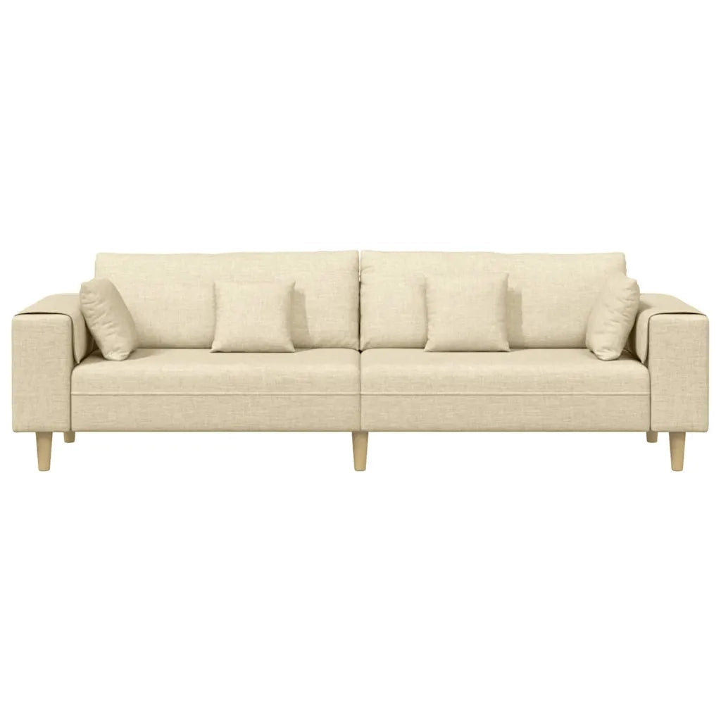 Divano in tessuto con cuscino Crema 208 cm Tessuto