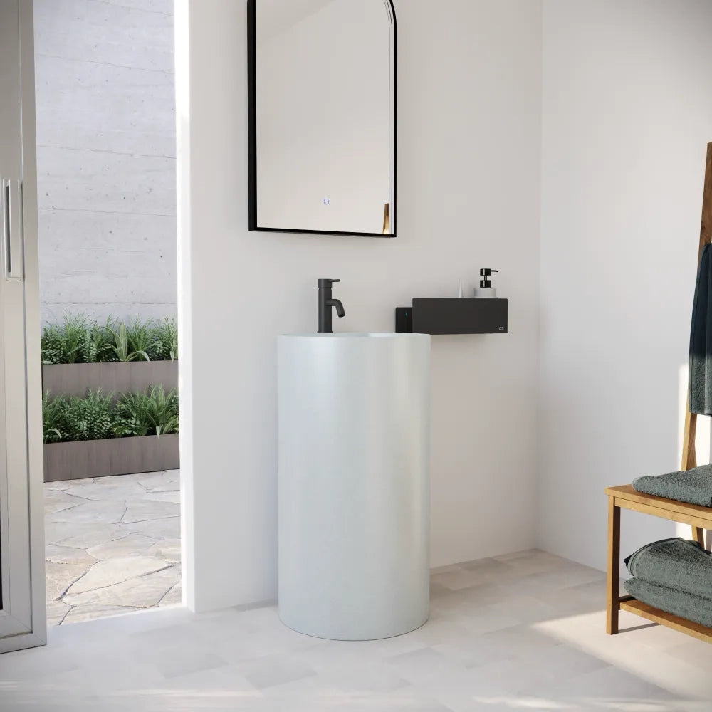 Lavabo freestanding tondo 45x83 cm in micrcocemento bianco | Coral