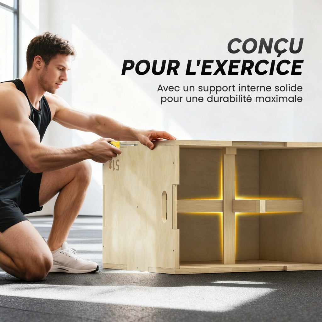 Box Plyometrico per Allenamento 3 in 1 ¨C zephmum ¨C Legno 51/61/76cm