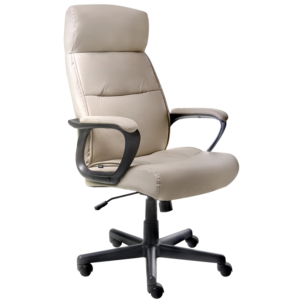 Sedia da ufficio retrò in similpelle beige altezza regolabile con braccioli elegante