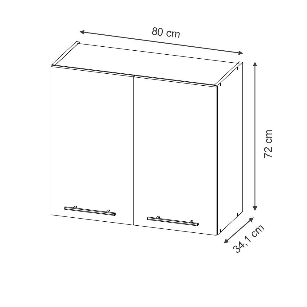 Vicco Mobile da cucina in vetro Pannello in quercia 80 cm