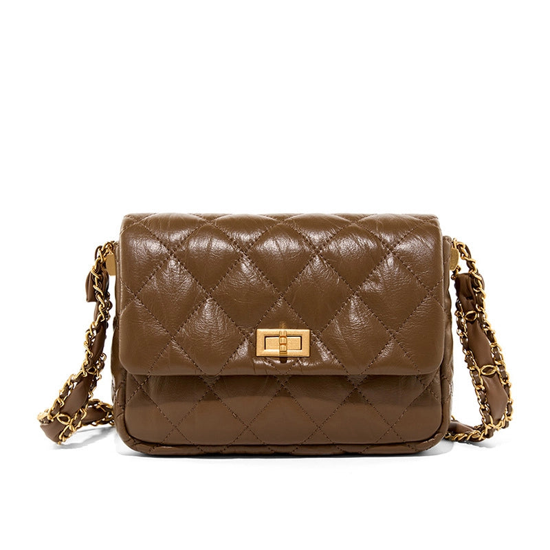 Borse a tracolla da donna in vera pelle, modello Hobo, colore marrone